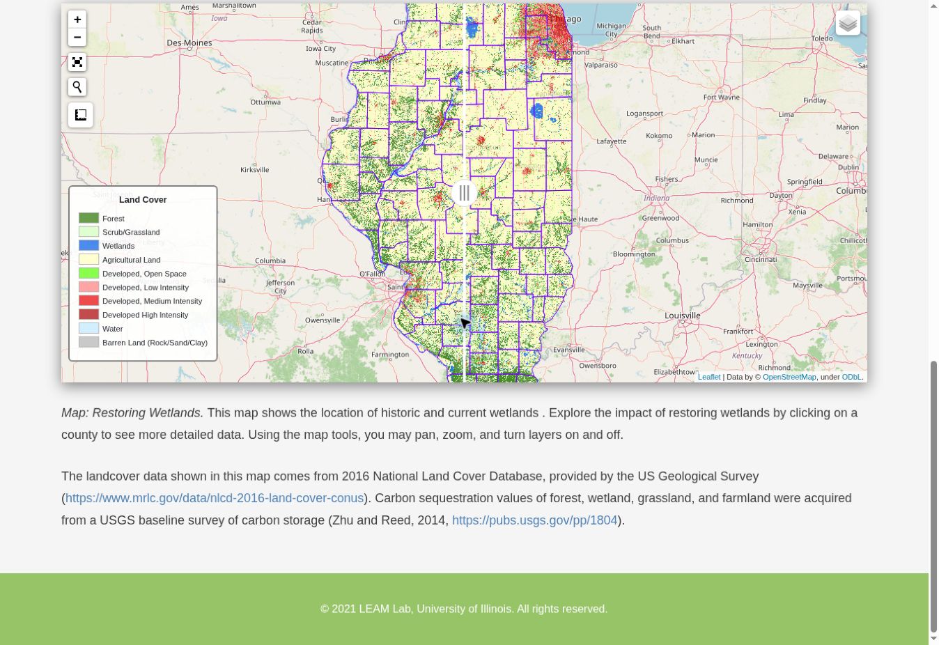 Historic and current wetland restoration map